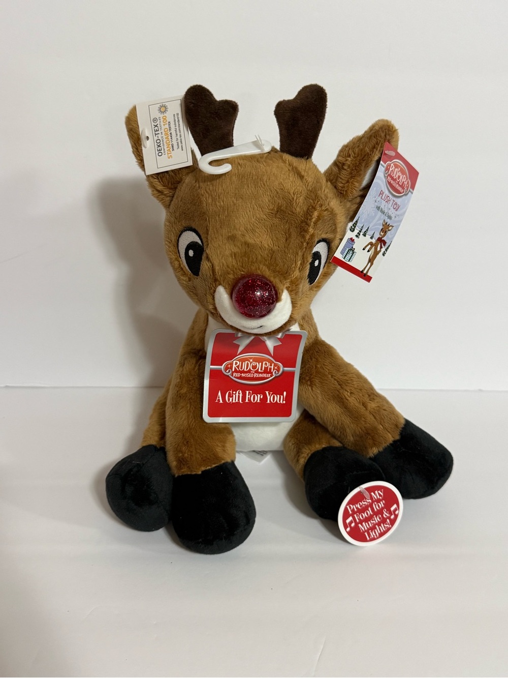 Rudolph The Red-Nosed Reindeer Musical Plush Stuffed Animal W/ Lights Brand New